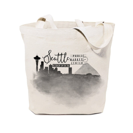 Turquoise Andromeda Totes & Beach Bags Seattle Cityscape Tote Bag