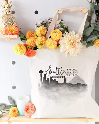 Turquoise Andromeda Totes & Beach Bags Seattle Cityscape Tote Bag