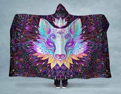 Orange Poppy Women's Clothing 60x40 / Multicolored Seeing Fox Hooded Blanket