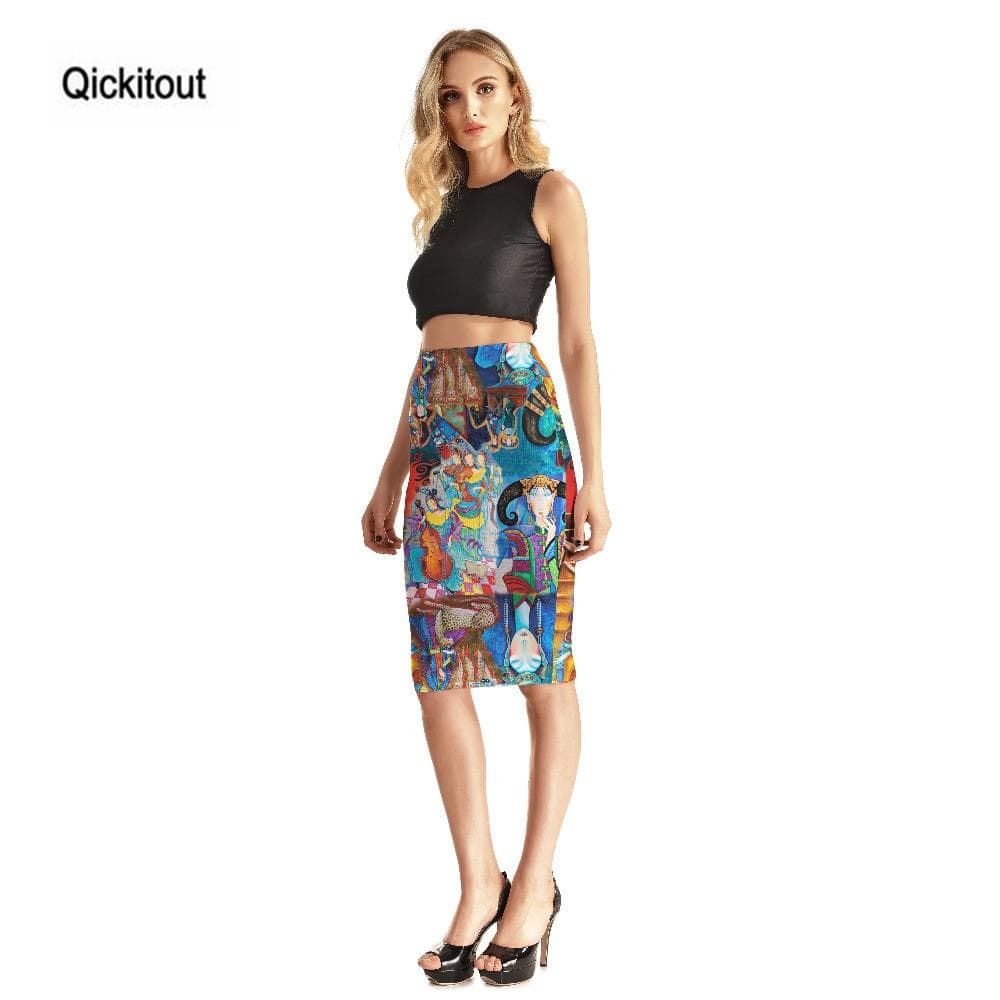 hansleii Sexy Colored Murals 3D Print Skirts