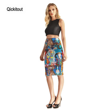hansleii Sexy Colored Murals 3D Print Skirts