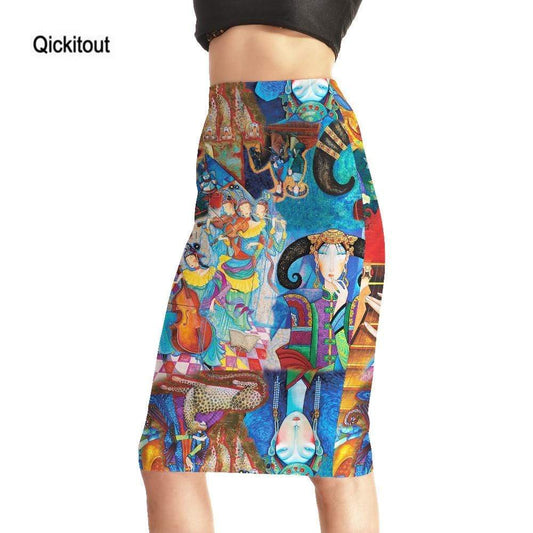 hansleii Sexy Colored Murals 3D Print Skirts