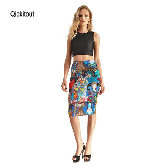 hansleii Sexy Colored Murals 3D Print Skirts