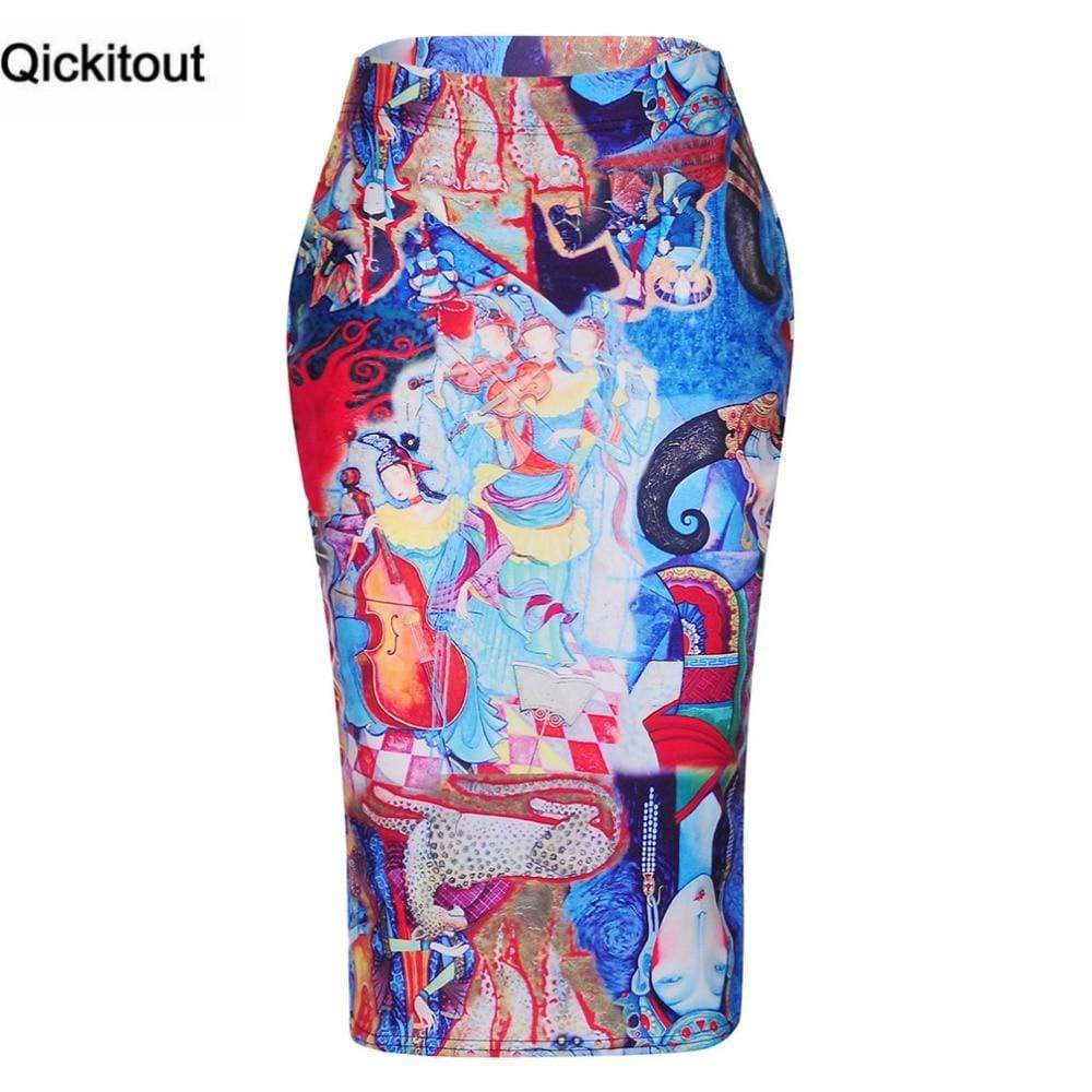 hansleii Sexy Colored Murals 3D Print Skirts