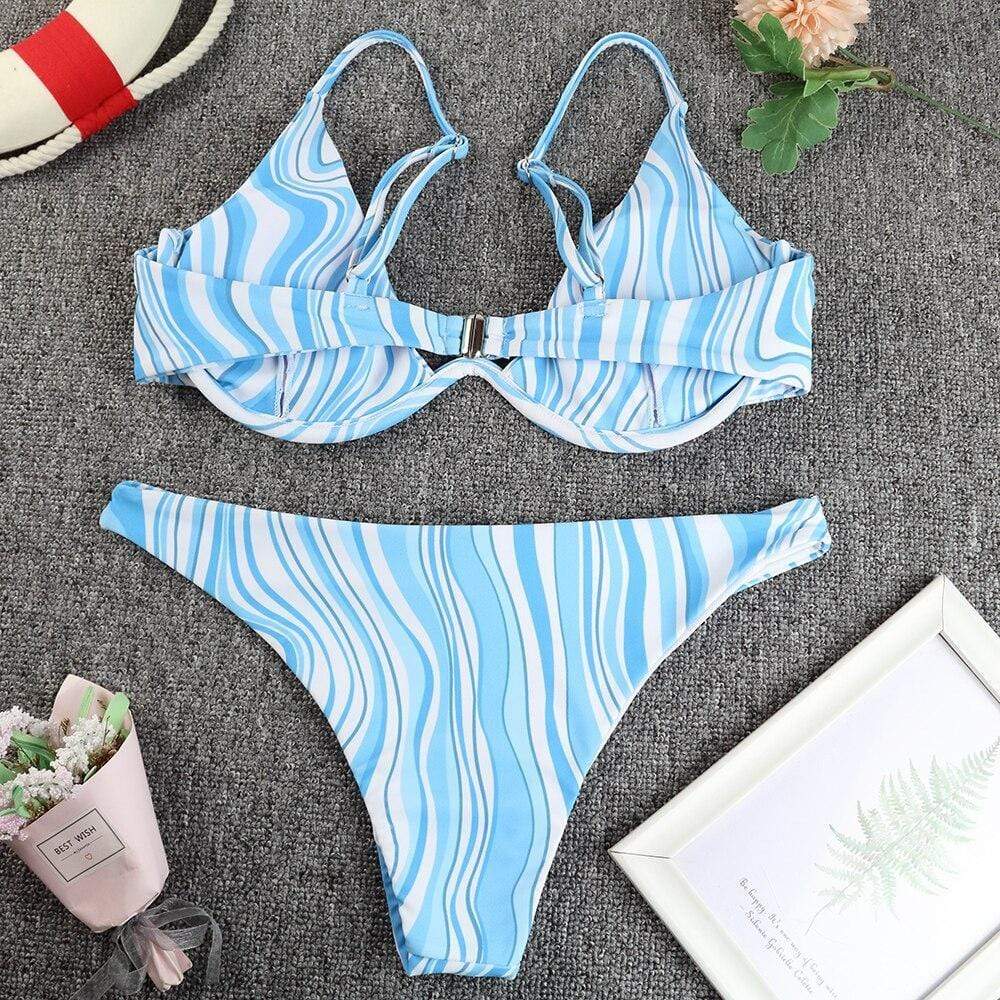 Silver Sam Swimwear Sexy Push Up Bikini Set 2021 Summer Underwired Swimwear Female Wave