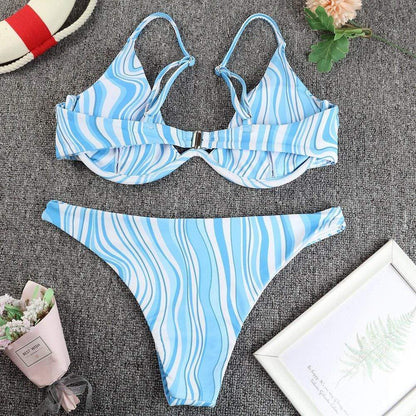 Silver Sam Swimwear Sexy Push Up Bikini Set 2021 Summer Underwired Swimwear Female Wave