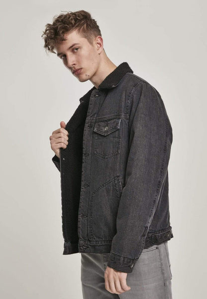 Callisto Men's Clothing Sherpa Lined Jeans Jacket - Black Wash