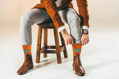 Fuchsia Thrace Socks Sick Socks – Kangaroo ( Orange) – Casual Dress Socks