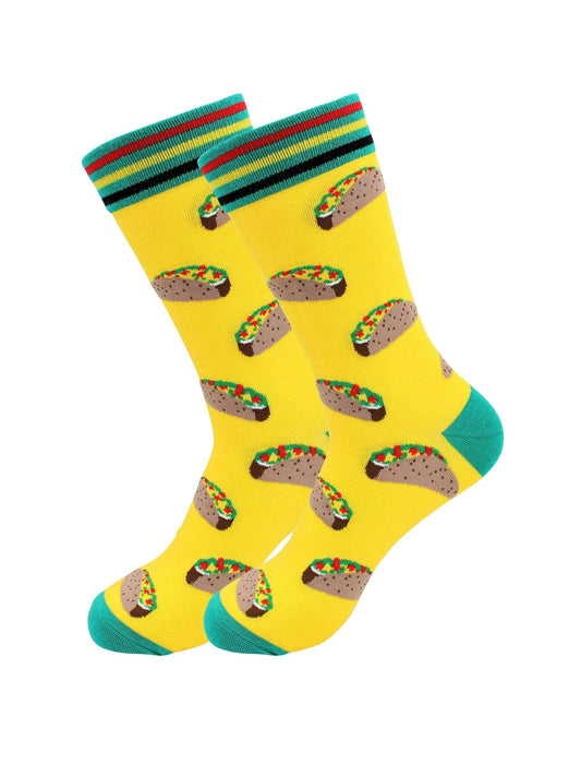 Fuchsia Thrace Socks Sick Socks -Tacos (Yellow)- International Food Dress Socks