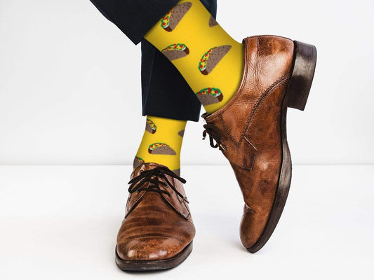 Fuchsia Thrace Socks Sick Socks -Tacos (Yellow)- International Food Dress Socks
