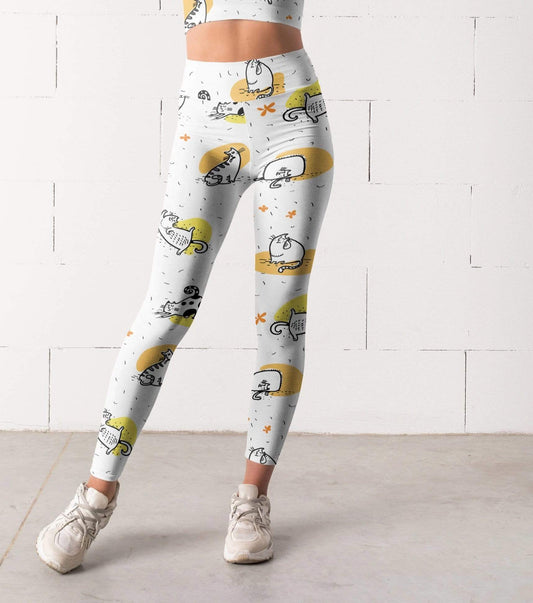 Lavender Millie Activewear Silly Cat Leggings, Capris and Shorts