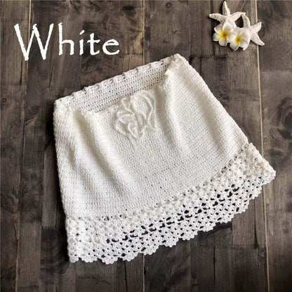 hansleii white / One Size Simenual Sexy Summer Crochet Swimwear BOHO Mini-Skirts