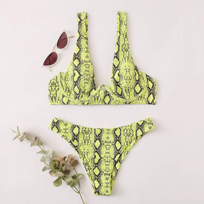 Angela Women's Clothing Snakeskin Underwire Bikini Swimsuit