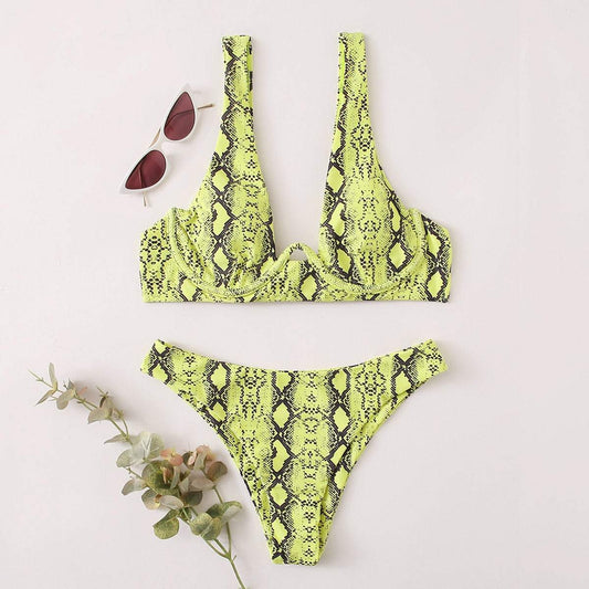 Angela Women's Clothing Snakeskin Underwire Bikini Swimsuit