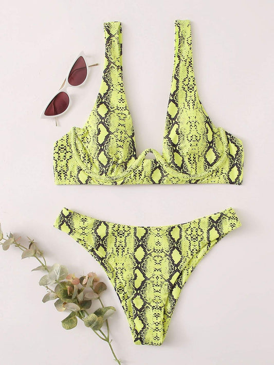 Angela Women's Clothing Snakeskin Underwire Bikini Swimsuit