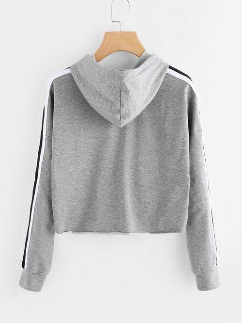 Celeste Women's Clothing Stripe Tape Drop Shoulder Raw Hem Marled Hoodie