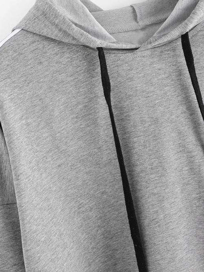 Celeste Women's Clothing Stripe Tape Drop Shoulder Raw Hem Marled Hoodie