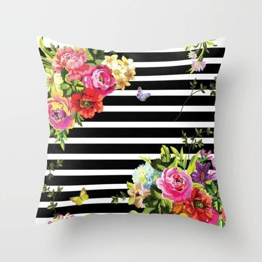 Scorpius Textiles & Pillows Stripes Floral Cushion/Pillow