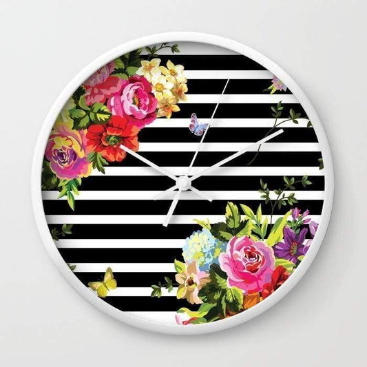 Scorpius Clocks Stripes Floral Wall clock