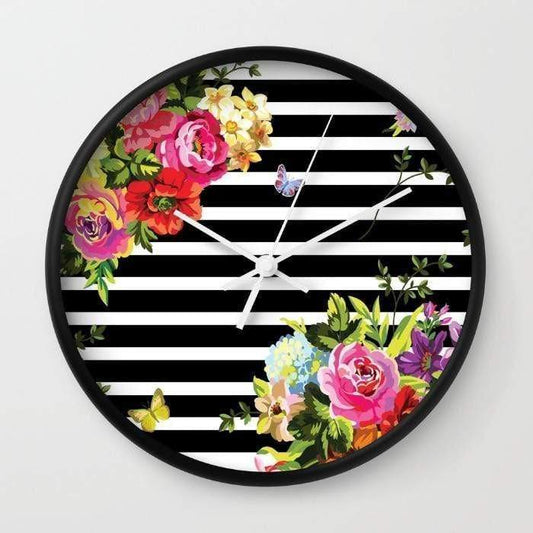 Scorpius Clocks Stripes Floral Wall clock