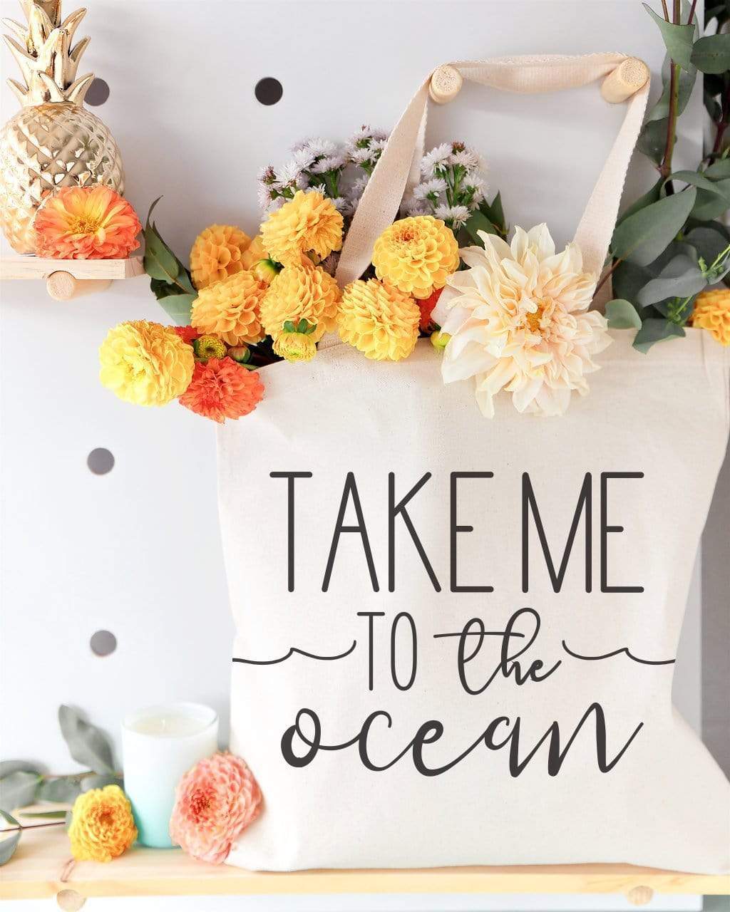 Turquoise Andromeda Totes & Beach Bags Take Me to the Ocean Tote Bag