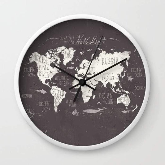 Scorpius Clocks The World Map Wall clock