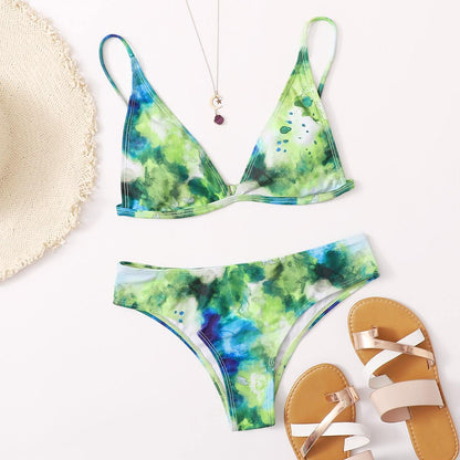 Angela Women's Clothing Tie Dye Triangle Bikini Swimsuit