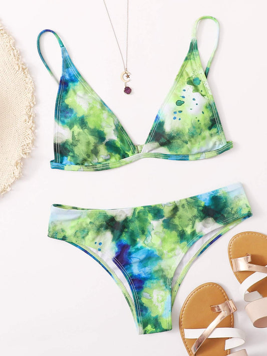 Angela Women's Clothing Tie Dye Triangle Bikini Swimsuit
