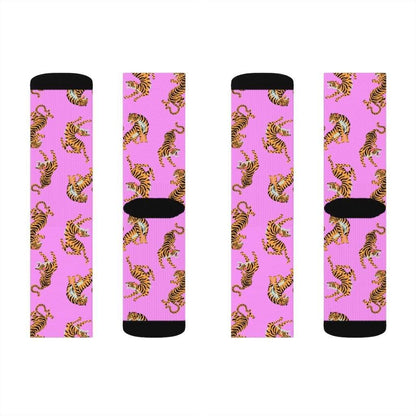 Yellow Pandora Socks Tiger Fun Novelty Socks Pink