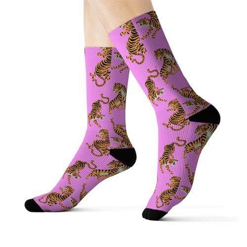 Yellow Pandora Socks L Tiger Fun Novelty Socks Pink