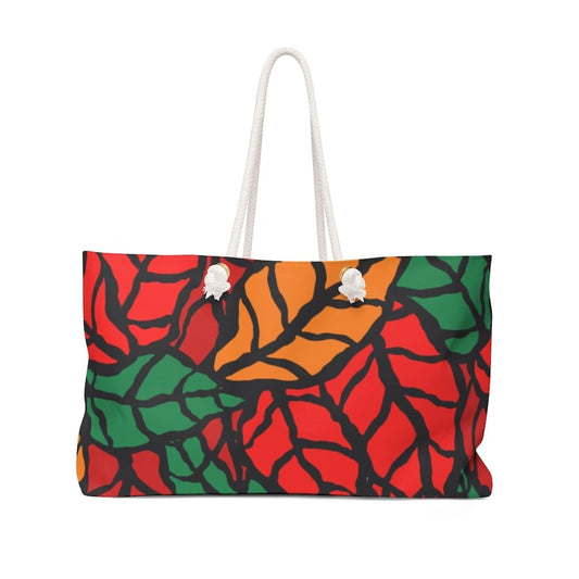 Grey Coco Handbags 24x13 Tote Bags, Autumn Red And Green Leaf Style Weekender Bag