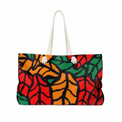 Grey Coco Handbags 24x13 Tote Bags, Autumn Red And Green Leaf Style Weekender Bag