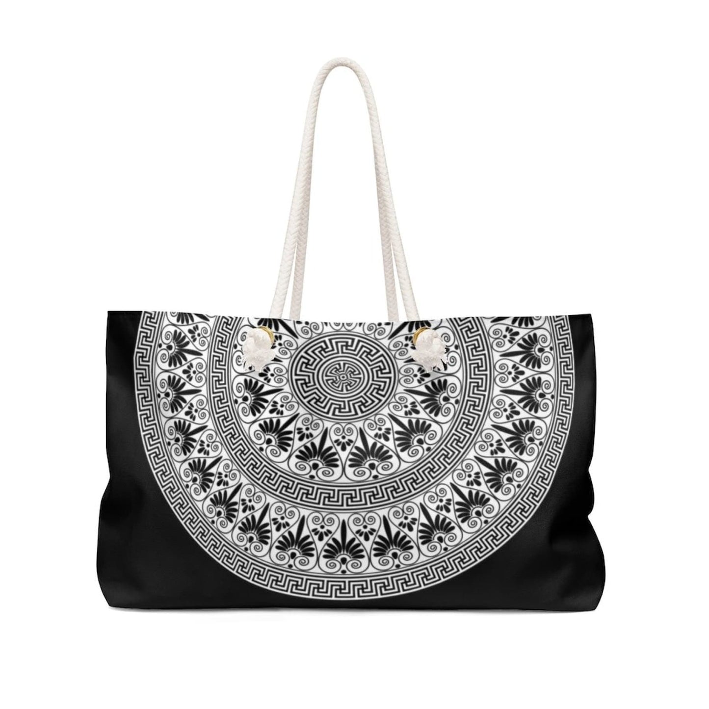 Grey Coco Handbags 24x13 Tote Bags, Black And White Bohemian Style Weekender Tote Bag