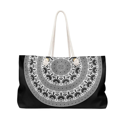 Grey Coco Handbags 24x13 Tote Bags, Black And White Bohemian Style Weekender Tote Bag