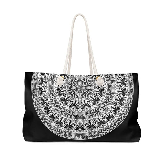 Grey Coco Handbags 24x13 Tote Bags, Black And White Bohemian Style Weekender Tote Bag