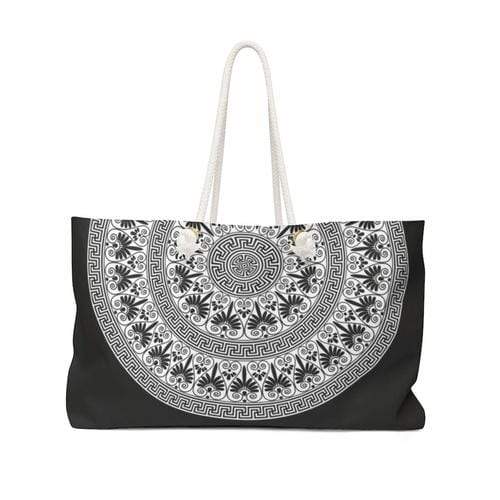 Grey Coco Handbags 24x13 Tote Bags, Black And White Bohemian Style Weekender Tote Bag