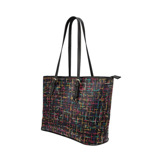 Grey Coco Handbags One Size Tote Bags, Black Colorful Stripped Style Bag