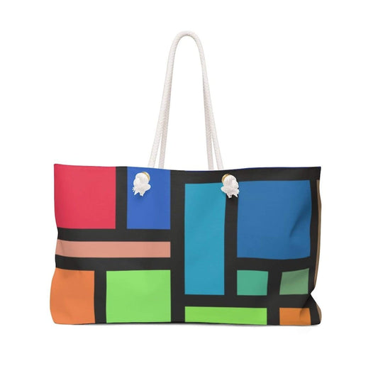 Grey Coco Handbags 24x13 Tote Bags, Colorful Grid Style Weekender Tote Bag