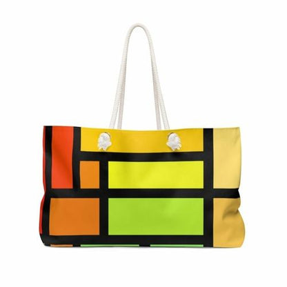 Grey Coco Handbags 24x13 Tote Bags, Colorful Grid Style Weekender Tote Bag