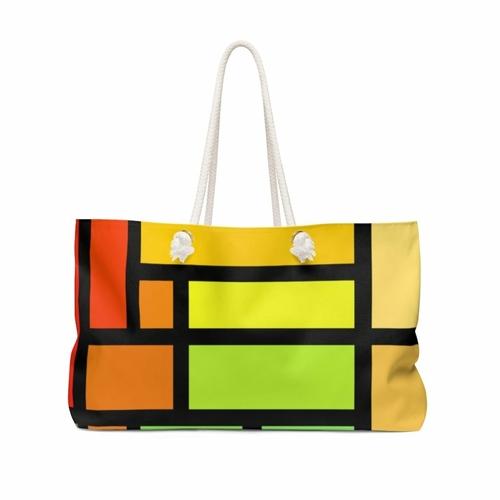 Grey Coco Handbags 24x13 Tote Bags, Colorful Grid Style Weekender Tote Bag