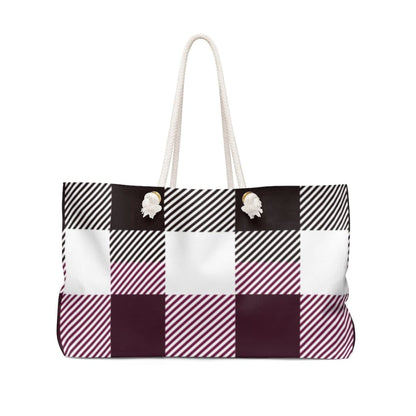 Grey Coco Handbags 24x13 Tote Bags, Colorful Plaid Grid Style Weekender Tote Bag