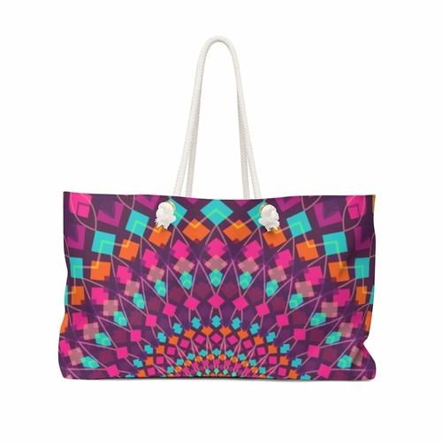 Grey Coco Activewear 24x13 Tote Bags, Kaleidoscope Style Weekender Tote Bag