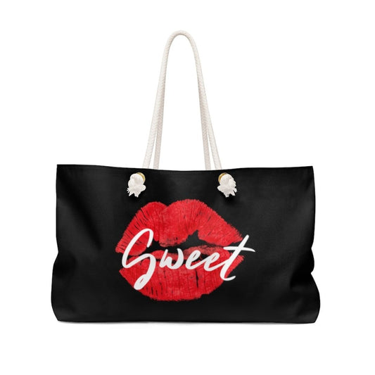 Grey Coco Handbags 24" × 13" Tote Bags, Sweet Kiss Red Lipstick Style Weekender Bag