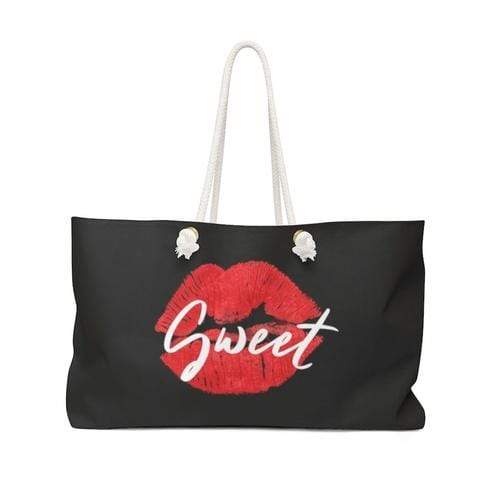 Grey Coco Handbags 24" × 13" Tote Bags, Sweet Kiss Red Lipstick Style Weekender Bag