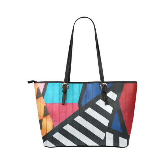 Grey Coco Handbags One Size Tote Shoulder Bag With Colorful Artistic Brick Design