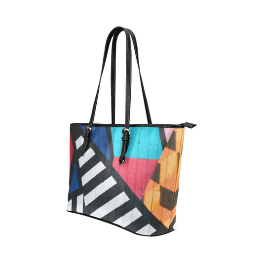 Grey Coco Handbags One Size Tote Shoulder Bag With Colorful Artistic Brick Design