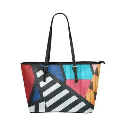 Grey Coco Handbags One Size Tote Shoulder Bag With Colorful Artistic Brick Design