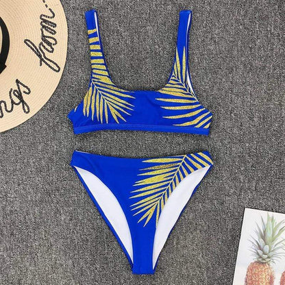 Silver Sam Clothing Tropical Leaves Print Bikini Set Women Swimsuit