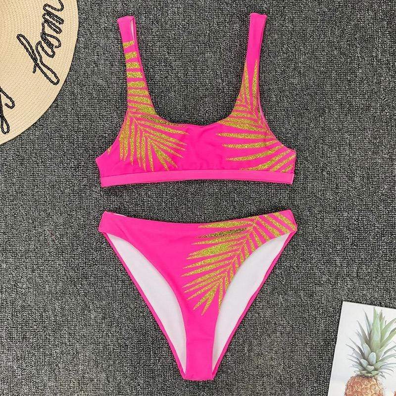 Silver Sam Clothing Tropical Leaves Print Bikini Set Women Swimsuit
