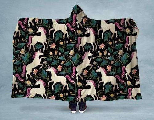 Orange Poppy Women's Clothing 60x40 / Multicolored Unicorn Forest Hooded Blanket